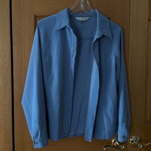 Y2K Petite Sophisticate Light Blue Blouse